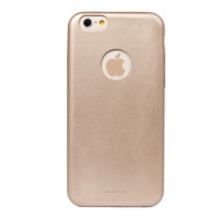 Луксозен силиконов гръб ТПУ с кожа за Apple Iphone 6 Plus 5.5 / Apple iPhone 6s Plus 5.5 златист
